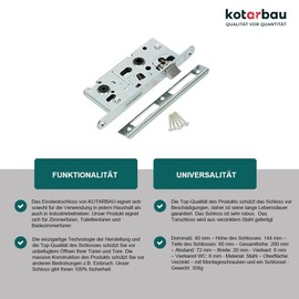 KOTARBAU® Mortise Lock 72/40 mm Toilet Universal Door Lock Interior Door Lock Toilet Door Lock Bathroom Door Lock