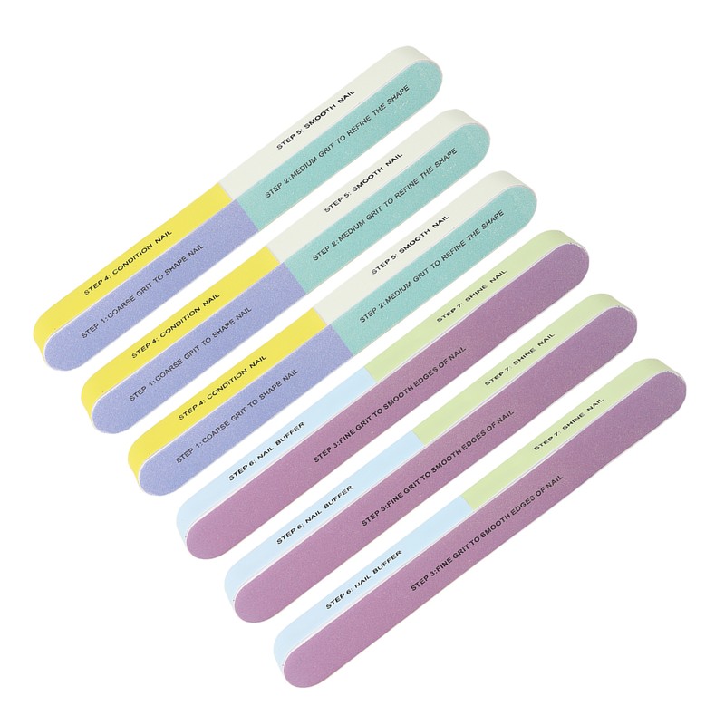 10pcs Nail File Reusable Washable Multi Functional 7 Steps DIY