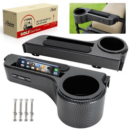 Roykaw Golf Cart Armrest with Cup Holder Compatible with EZGO/Club Car/Yamaha & Most Brand, Universal Golf Cart Rear Seat Arm Rests with Phone Holder, No Drilling, Fit 1.0"/1-1/4" Square Frame