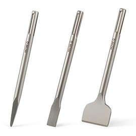 ZELCAN Juego de Cinceles con Vástagos SDS Max, Juego de 3 Brocas de Cincel SDS Max con Cinceles de Escala de Punta Plana, Broca de Cincel de Martillo Giratorio de 12 Pulgadas