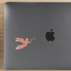 NBFU Flying Angel Trumpet Christmas (Rose Gold) (Set Of 2) Premium Waterproof Vinyl Decal Stickers For Laptop Phone Accessory Helmet Car Window Bumper Mug Tuber Cup Door Wall Decoration