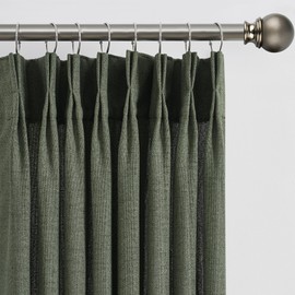 RAIN CITY Olive Green Curtains Pinch Pleated, Linen Sheer Curtain 84 Inches Long Privacy Light Filtering Bedroom Window Drapes with Hooks 2 Panels Set Boho Spring Home Decor 42x84 in
