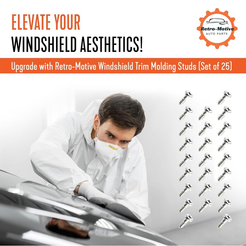Retro-Motive Windshield & Rear Window Trim Molding Clip Screw-in Studs