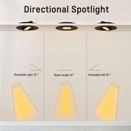 acegoo LED Recessed Spotlight, 12 V Spotlight, 2 W, 35° Beam Angle, 70° Swivelling Recessed Spotlight for Motorhome, Caravan, Camper, Van, Boat, Aluminium, 205 lm, 74 mm, Directional, Pack of 2 (Black