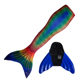 Mermaid Tail and Monofin for Swimming with MER-Shield Tip Protection, Adult Sizes (Seven Seas - Blue Monofin, Adult M (JM 8-10))