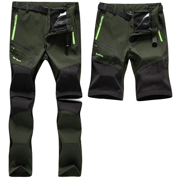 Sanmio Men's Zip-Off Hiking Trousers, Breathable Waterproof Softshell Outdoor Functional