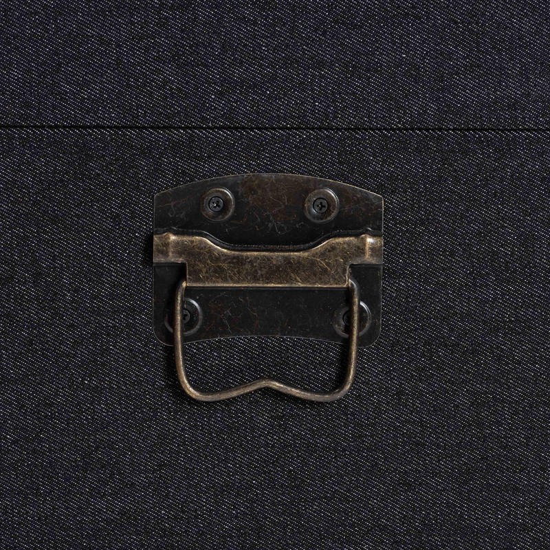 Baxton Studio Agatha Canvas Storage Trunk, 2-Drawer, Black/Brown/Dark Brown