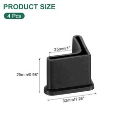 uxcell 4 Pcs 1" x 1" Rubber Foot Pads Covers, L Shaped Furniture Angle Pads Leg Caps End Covers Floor Protector Anti-Slip Angle Iron for Shelving, Black