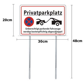 Felexdo Sign Private Parking Prohibited with Posts Aluminium Reflective 30 x 20 cm Signs for Private Parking No Parking Sign