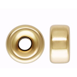 Adabele - 20 abalorio redondas sueltas de plata de ley chapada en oro auténtico, 6 mm (agujero grande de 2,5 mm) para hacer joyas SS384-6