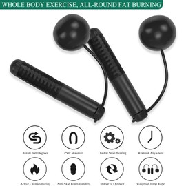 Cordless Skipping Rope Smart Digital Ropeless Jump Rope for Adults Women Men Kids Adjustable Jumping Rope with Calorie Counter for Fitness, Crossfit, Exercise, Boxing, Gym (Black)