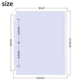 12 Packs Letter Size Binder Pockets, 3 Holes 11.4in x 9.5in Zipper Binder Folders for 3 Ring Binder, Waterproof Clear PVC Binder Pouch Loose Leaf Filing Document Bag