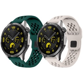 LYSMVIVI Soft Silicone Watch Bands 22mm 20mm 19mm 18mm Breathable Sweatproof Sport Watch Straps with Quick Release for Women & Men (2 Packs)