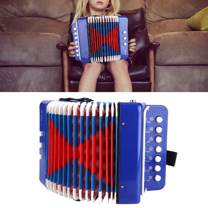 Mini Accordian, Kids Piano Percussion Accordion Musical Toy, Eco-Friendly Blue