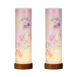 Kyoto Buddhist Altar Hashi Bon Lanterns, Mini Cordless, Set of 2, Pair, Bon Hong, Japanese Lamp, Moon and Kikuji Terrier [Original Cross Set] LED, Modern