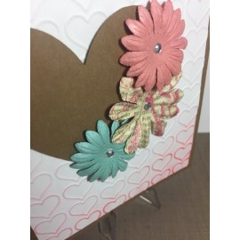 Stampin' Up! Card Set Of 4 Stampin Up Heart Embossed Paper Flowers Blank Valentine's Day