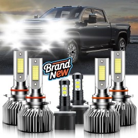 ENJOYAKOM For Chevy Silverado 1500 1999-2002 LED Headlights & Fog Light Bulbs Combo Kit
