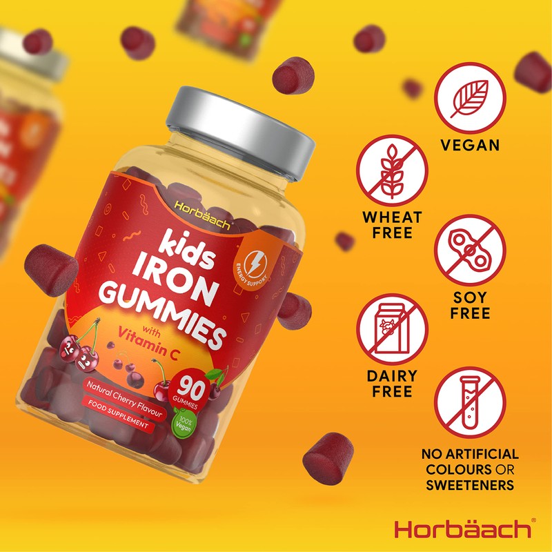 Kids Iron Gummies with Vitamin C | 90 Count |
