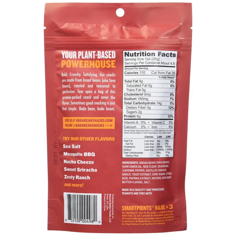 Enlightened Bada Bean Bada Boom Crunchy Broad Beans Snacks, Kickin