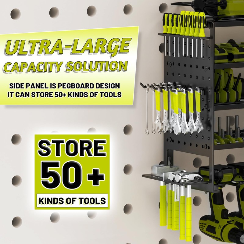 5 Layers Power Tool Organizer Wall Mount, Metal Cordless Tool
