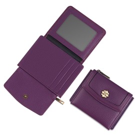 XINNSTAR Small Wallet for Women Slim RFID Blocking Card Holder Leather Trifold Compact Mini Thin Ladies Wallets with Zipper Coin Pocket ID Window