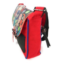 Macha Women's Indian Ethnic Cotton Leather Shoulder Bag, red