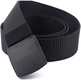 Pack of 2 Men's Nylon Canvas Belts - Lightweight Sports Belt for Outdoor & Casual - Waterproof Tactical Military Belt with Plastic Buckle (120 x 3.8 cm), black, 120
