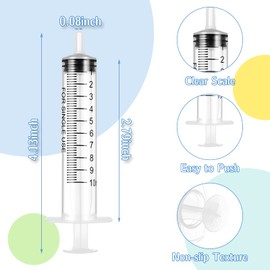 Dacitiery Pack of 20 Syringes, 10 ml Needleless Sterile Syringes for Small Pet Feeding, Scientific Laboratories, Plant Watering, Industrial Precision Application