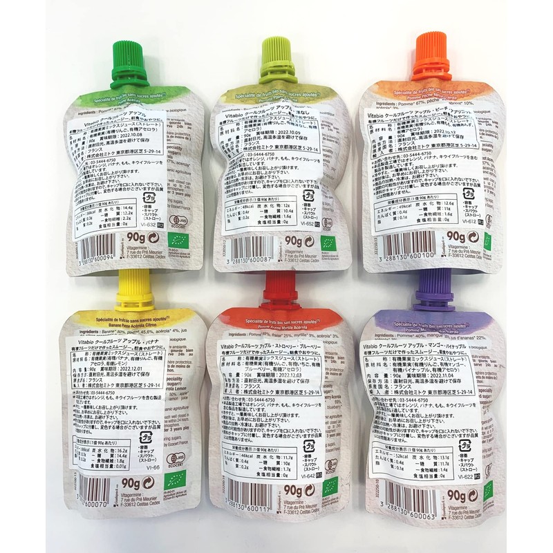 Mitoku Vitabio Organic Cool Fruit Set of 6 Types, 3.2