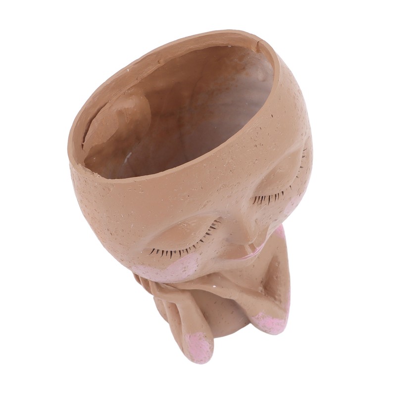 Girl Head Flowerpot Resin Face Planter Succulent Flowerpot Decoration for
