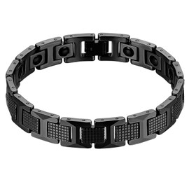 OIDEA Tungsten Mens Magnetic Cuff Bracelet,Gold Tone for Mens Birthday Gift,8 Inch,Black