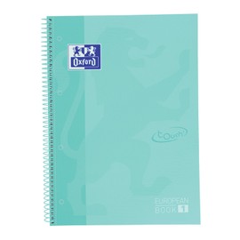 Oxford A4 European Book 1, Squared, 160 Pages with Coloured Borders, Touch Hard Cover, with Whiteboard, Pastel Mint