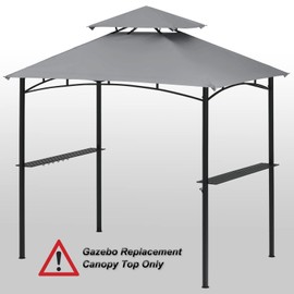 COOSHADE Grill Gazebo Replacement Canopy Roof Outdoor Double Tiered Barbecue Gazebo Top Cover Fit for Model L-GG001PST-F (Grey)