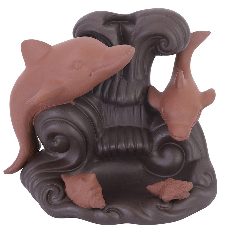 Ornamental Backflow Incense Burner Incense Holder Home Ornament with Dolphin