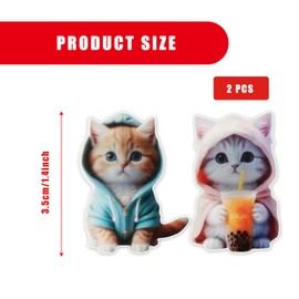 Bojueshaw 2PCS Retro Cat Air Vent Clip Car Air Freshener Decorative Ornament – Green Hoodie Cat & Pink Hoodie Milk Tea Cat for Car Interior Decoration