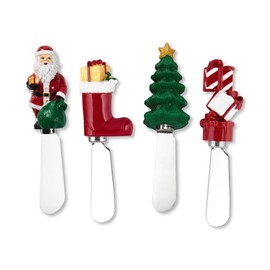Supreme Housewares - Esparcidores de queso con temática navideña, asas de resina pintadas a mano con cuchillas de acero inoxidable para esparcir queso crema, mantequilla y mermelada, diseños surtidos