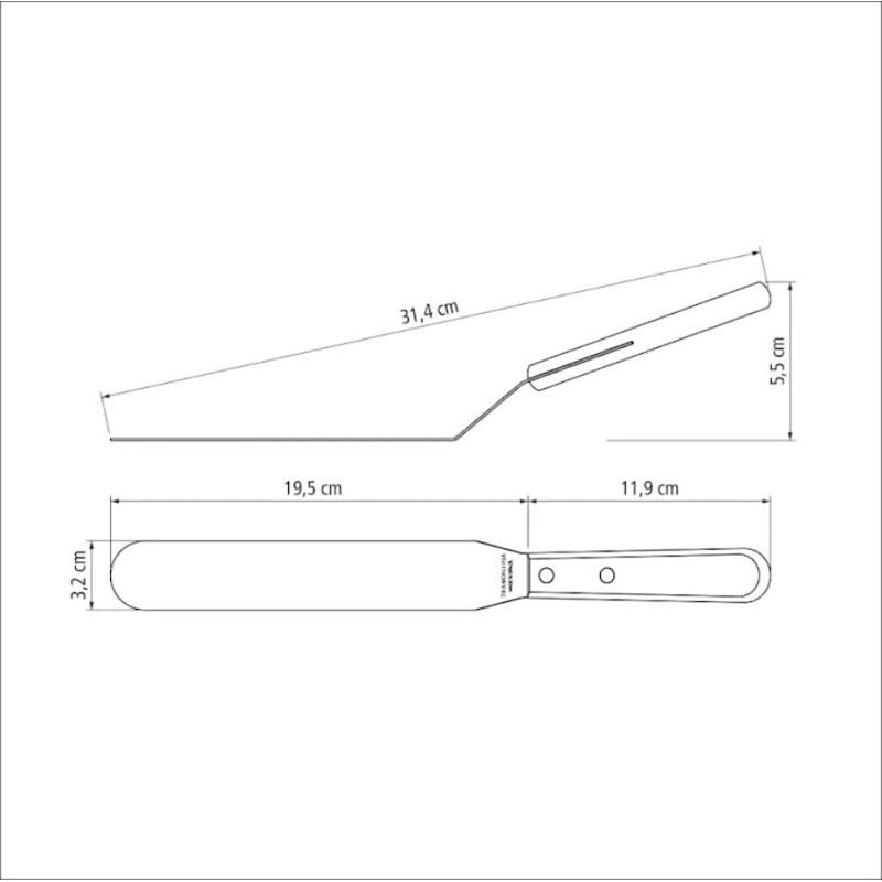 Tramontina Winkelpalette, Streichpalette, Tortenmesser, 17,5 cm, Edelstahl, Griff aus FSC-zertifiziertem