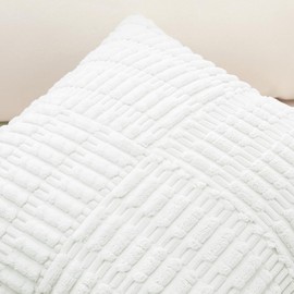 OTOSTAR Set of 1 Decorative Throw Pillow Cover Soft Corduroy Solid Lumbar Pillow Case Boho Striped Cross Patchwork Textured Farmhouse Cushion Cover for Sofa Car Patio Bed Living Room 12x20 Inch, White