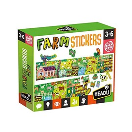 Headu Puzzle + Sticker The Farm A Long Puzzle to Complete with Stickers Mu24926 Educational Game for Children 3-6 Years Made in Italy