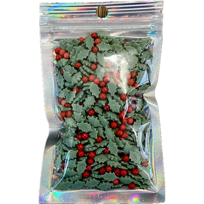 Holly & Berry Christmas Cupcake Sprinkles Edible Sugar Decorations from