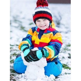 Bencailor 6 Pairs Kids Winter Gloves Waterproof Snow Ski Gloves Windproof Kids Gloves Warm Kids Snow Gloves for Kids (Light Purple, Blue Green, Light Pink, Rose Red, Red, Black,3-6 Years)