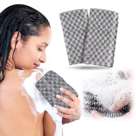Exfoliating Washcloth, Body Scrub Towel, Exfoliating Towel with Fibers, Exfoliating Body Scrubber Extra Long, Exfoliating Towel for Shower (Gray, Large)