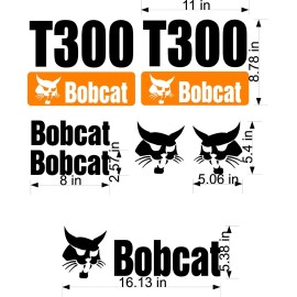 Aftermarket 7PC Kit fits Bobcat T300 Turbo Skid Steer Set Vinyl Decal Graphics Sticker -