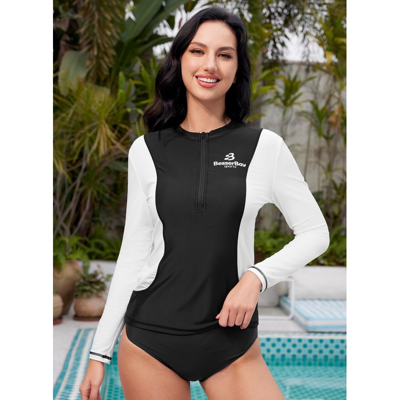 Women Breathable Rash Vest UPF 50+ 1/4 Zip Long Sleeve
