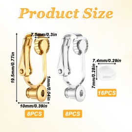 8 Pairs Earring Clip Backs Clip-On Earring Converter Components Earring Converters Pierced to Clip Invisible Gold and Silver Clip on Converter for Post Earrings Findings Post for None Pierced Ears