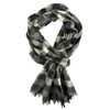 Men's Wool Scarf Summer Scarf Checked Crinkle Look Grey White