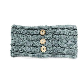 Aran Traditions Donegal Cable Knitted Style Button Headband (Jade)