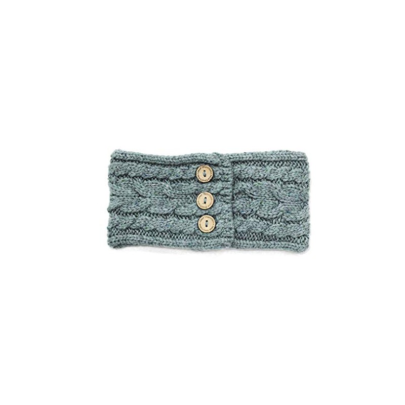 Aran Traditions Donegal Cable Knitted Style Button Headband (Jade)