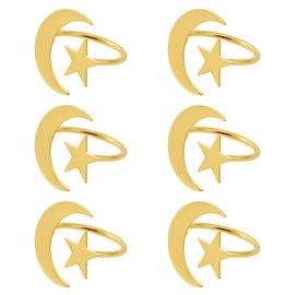 APTWOW Gold Ramadan Bismillah Napkin Rings Set of 6 - Eid Mubarak Napkin Holder, Moon and Star Metal Napkin Rings for Ramadan Banquet Party Dining Table Decoration