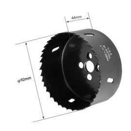 Flintronic Hole Saw 92 mm, Bi-Metal Hole Saw, High-Speed Steel HSS M42 Hole Cutter Set, 1 Drill, 1 Mechanical Spring, 1 Connecting Rod, Hole Saw for Aluminium, Wood, PVC Panel and Plastic Plate